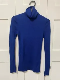 UNIQLO メリノリブタートルネックセーター 青