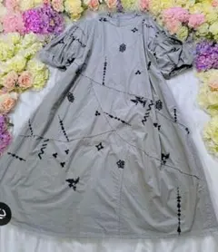 美品【希少デザイン】 センソユニコ　イオコムイオ 刺繍入りコットンワンピース