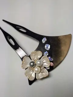 簪　かんざし　バチ型　キラキラ　髪飾り　着物　花　パール　金
