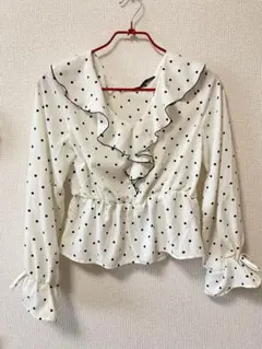 ヘザーHeatherドットブラウス　フリル　フリーサイズ