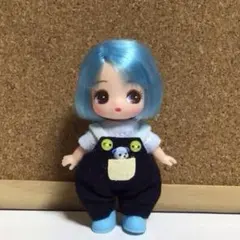 ぷちリカちゃん　サロペットセット服　(濃紺　犬)