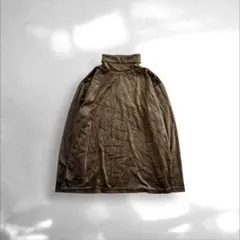 ベロア調 タートルネック オリーブ アメカジ カジュアル 長袖 メンズM