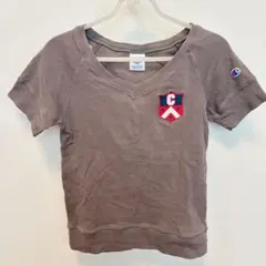 Champion ブラウン Vネック Tシャツ 【S】相当 小さめ 可愛い