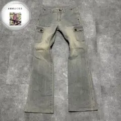 Y2K　ライトブルー系　フレア　ブーツカット　グランジ　フェード　ブリーチ　古着