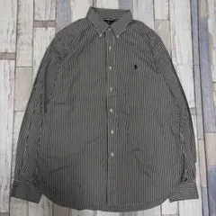 古着 ラルフローレン クラシックフィット ストライプシャツ Lサイズ