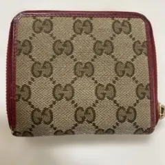 Gucci GGパターン 二つ折り財布 ベージュ×ボルドー