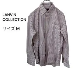 LANVIN ランバン ストライプシャツ パープル系 ボタンダウン 日本製 紫のサムネイル