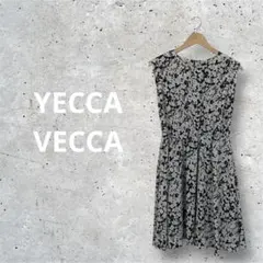 YECCA VECCA ボタニカル柄 ノースリーブワンピース モノトーン F