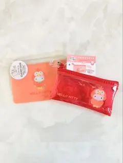 サンリオハローキティフラットミニポーチ クリアケースセットおかぶりアニマル