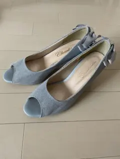 Charkies オープントゥパンプス リボン付