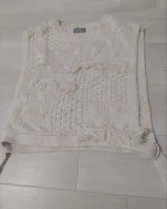 KBF×GreenParks アイボリー ケーブルニットベスト