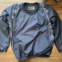 Mizuno Global Elite長袖紺色ウィンドブレーカー150 Vジャン
