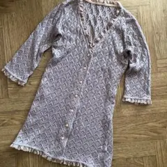 レース編み カーディガン袖7分丈