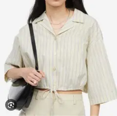 H＆M レディース トップス ショート丈 シャツ ボーダー柄