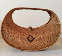 バリ島　アタ　オーバル型　お洒落かごバッグ