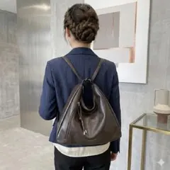 ショルダーバッグ リュック ダークブラウン ヴィンテージ 3way かわいい