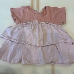 BEAMS mini フリル付き半袖トップス ピンク120cm