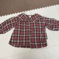tete a tete フリル付き赤チェック長袖シャツ 90cm