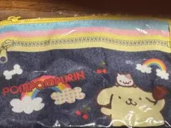 平成レトロ　デニムペンケース風ポーチキーホルダー　ポムポムプリン