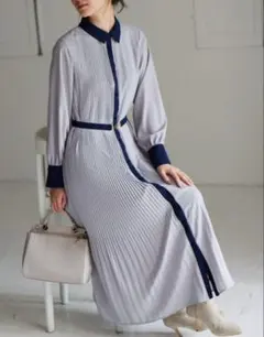 ケシプリーツシャツワンピース