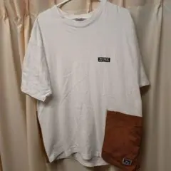 ベンディビス・ポケット付きカジュアルTシャツ ホワイト/ブラウン