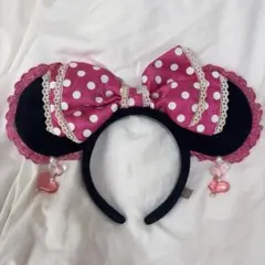 ディズニー ミニー カチューシャ ピンク ドット ハート イヤリング