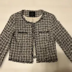 INED ツイード ノーカラージャケット