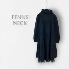 未使用【ペンズネック】ミニワンピース シフォン タートルネック 黒 韓国製