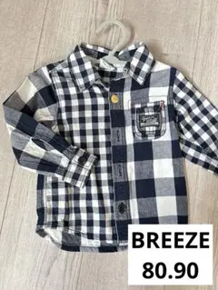 ブリーズ　シャツ　チェック　80 90 男の子　冬　ビンテージ風　ネイビー