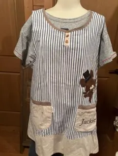 保育士エプロン　ストライプ柄 くまのがっこう