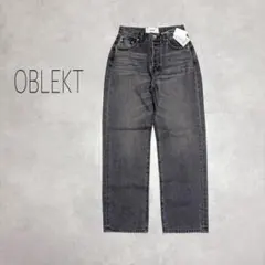 新品☆OBLEKT オブレクト グレー デニムパンツ ワイド ハイウエストのサムネイル