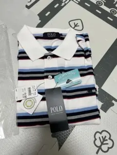 POLO ホワイトストライプ ポロシャツ L新品