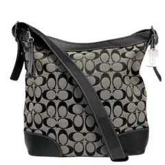 極美品　COACH コーチ　ショルダーバッグ　キャンバス　本革　グレー　ブラック