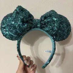 Disney Resort スパンコール カチューシャ ダークグリーン