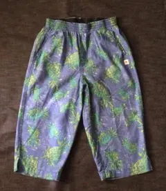 ユニクロ ブルー パイナップル パイナポー 膝丈 130 男女兼用 ズボン 夏