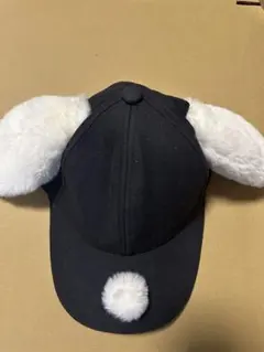 ユニバ スヌーピー耳付きキャップ 黒