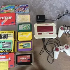 ファミコンソフト4点+互換機、ファミコンケース・箱付きセット
