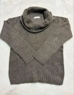 faire jou jou ブラウン　オリーブ タートルネック ニット