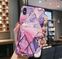 【新品】キラキラ大理石 iPhoneX/XSケース 【ピンク&パープル 】