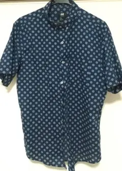 H&M ネイビー ドット柄 半袖シャツ Mのサムネイル