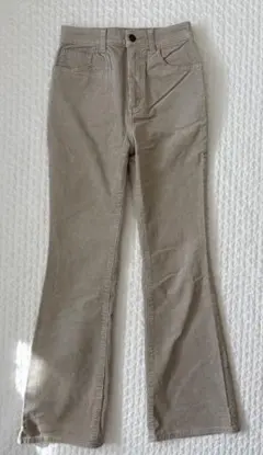 GU コーデュロイフレアパンツ S ベージュ