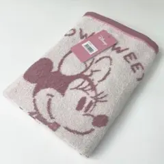 ミニーマウス ★ ミニバスタオル 可愛いジャガード柄 ローズピンク Disneyのサムネイル