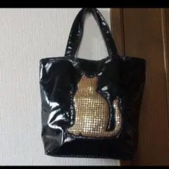 猫モチーフ ビーズ刺繍 ハンドバッグ ブラック - メルカリ