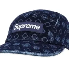 Supreme Flocked Denim Camp Cap 