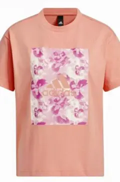 adidas 花柄プリント 夏シーズン半袖Tシャツ ピンク
