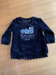 BeBe ブラック 黒　レース　80 ベロア　ベビー　トップス　長袖