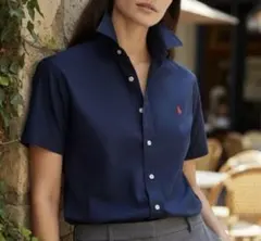 Ralph Lauren ラルフローレン　ネイビー　シャツ　半袖　M コットン