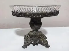 ♦４足アクセサリートレイ スタンドトレイ ヴィンテージ 小物入ガラストレイ