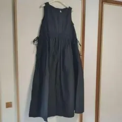 美品！【ubasoku】ピンタックワンピース リネン ノースリーブ 麻100 
