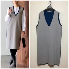 大きいサイズ 自由区 リバーシブルニットジャンパースカート(23区ICB組曲)